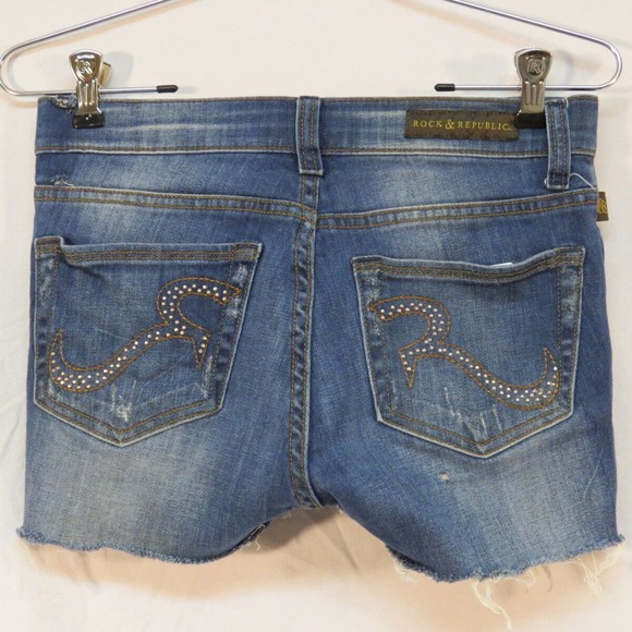 Rock & Republic Banshee Distressed Denim Cut-Off Short‎ Shorts Size 2M - Picture 1 of 3